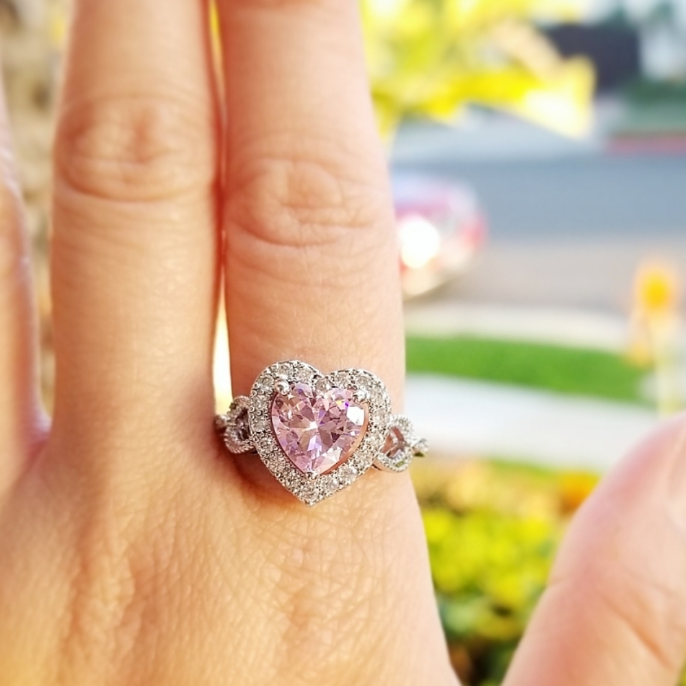 NEW PINK TOPAZ HEART RING - Picture 5 of 7